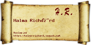 Halma Richárd névjegykártya